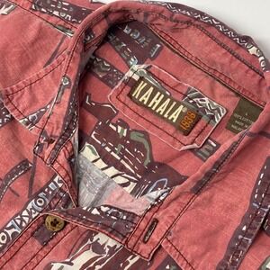 Kahala 1936 Hawaiian Shirt Men's Large Red Tiki Print Button Up